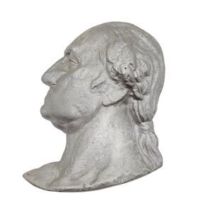 President George Washington Pot Metal Face Bust Wall Hanging Decor Silver 7"